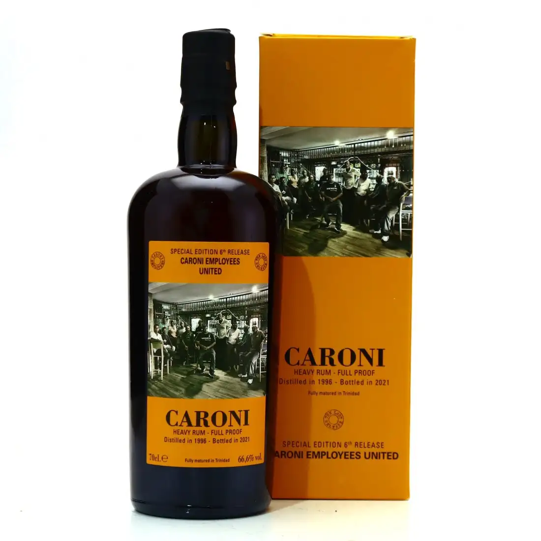 Bottle of Velier Caroni 6th Employees United HTR 1996