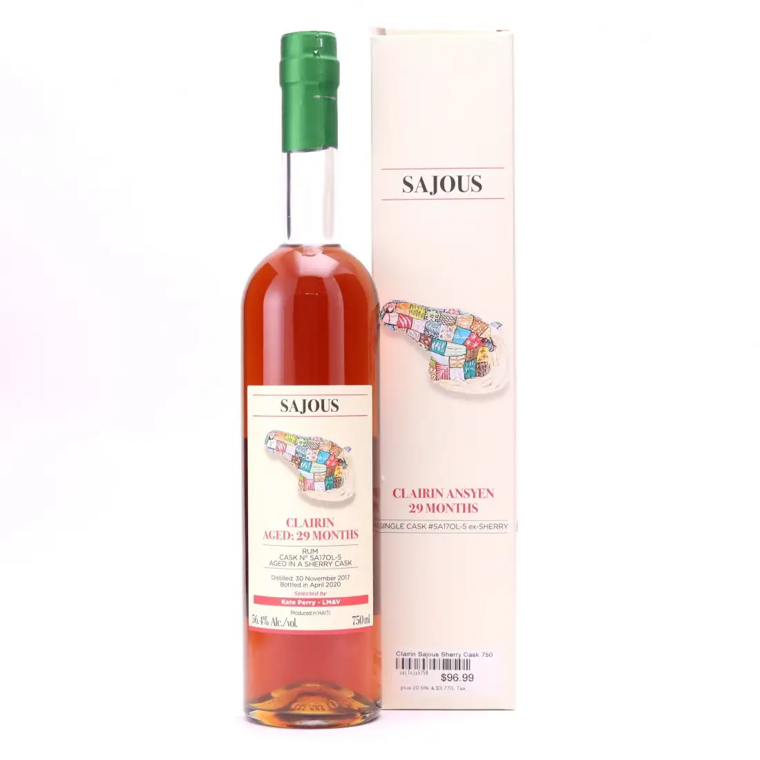 Bottle of Velier Chelo Clairin Ansyen Sajous (Kate Perry - LM&V) 2017