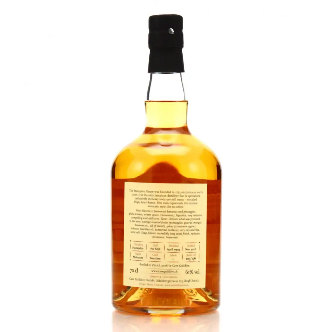 Image haute résolution de Cave Guildive Hampden Jamaica Rum <>H 1993