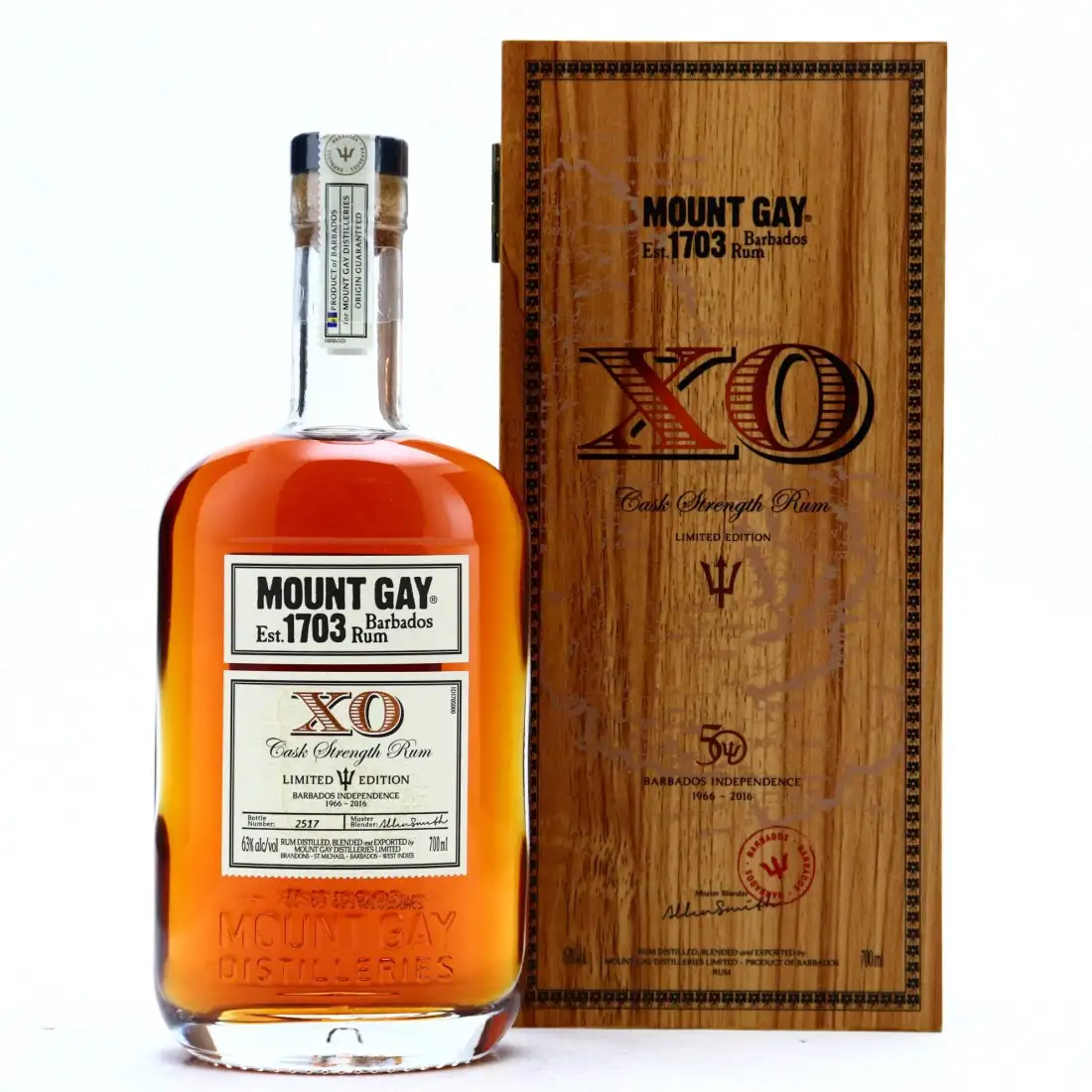 High resolution image of Mount Gay Extra Old XO Cask Strength Rum