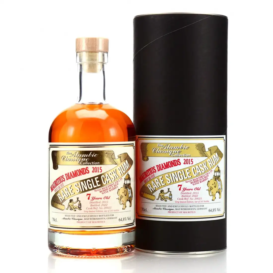 Bottle of Alambic Rare Single Cask Rum Mauritius Diamonds 2015