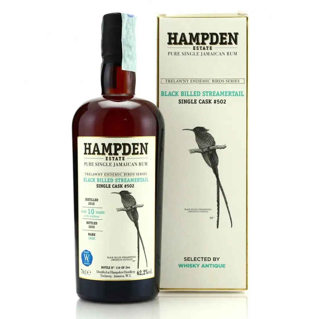 Bottle of Velier Hampden Trelawny Endemic Birds (Black Billed Streamertail) LROK 2010