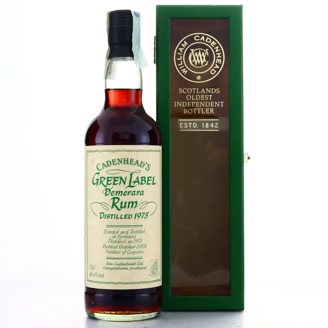 Bottle of Cadenhead‘s Port Mourant Green Label Demerara Rum 1975