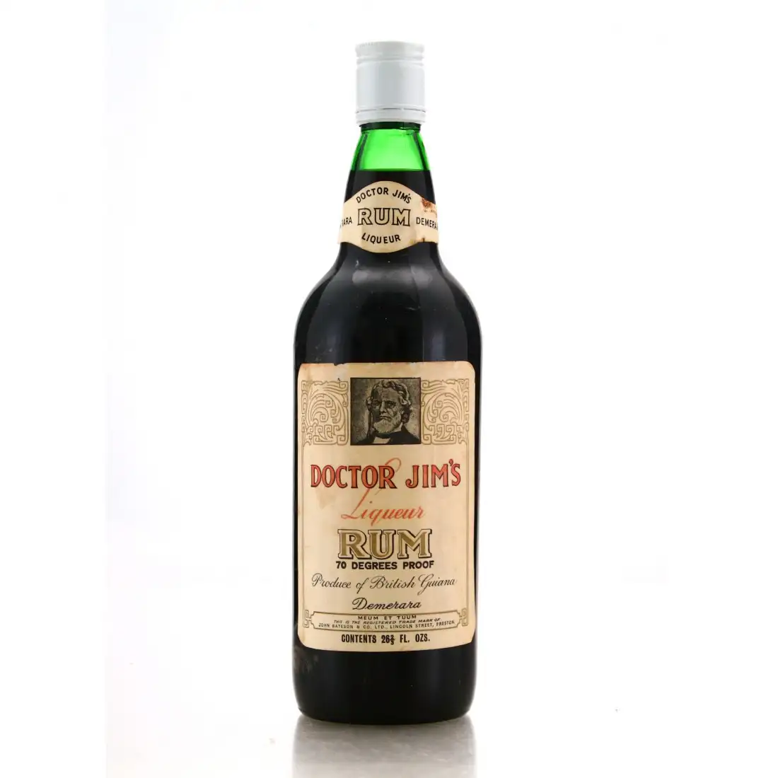 Bottle of John Bateson & Co Doctor Jim's Rum Liqueur 1960s