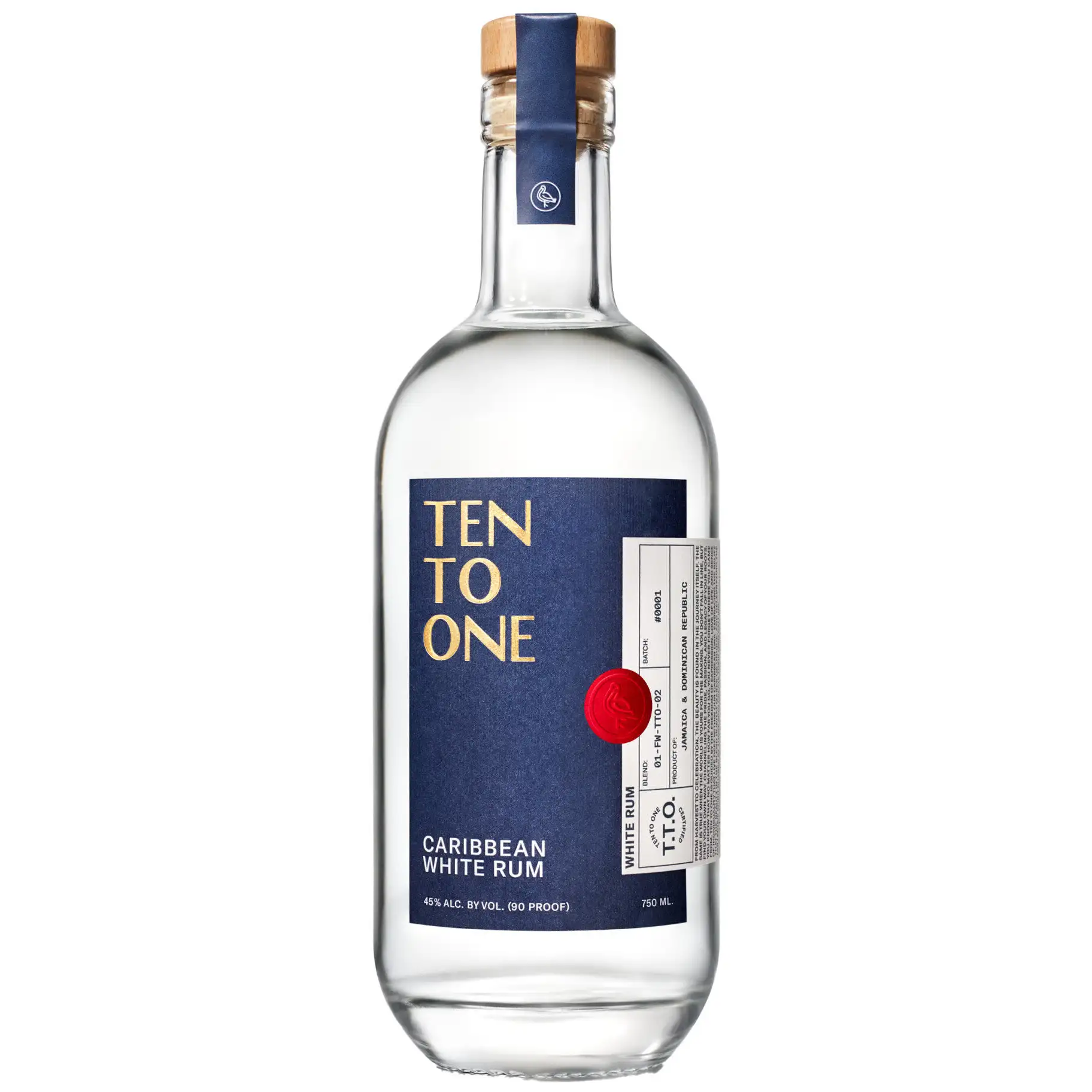 Bottle of Ten to One Caribbean White Rum
