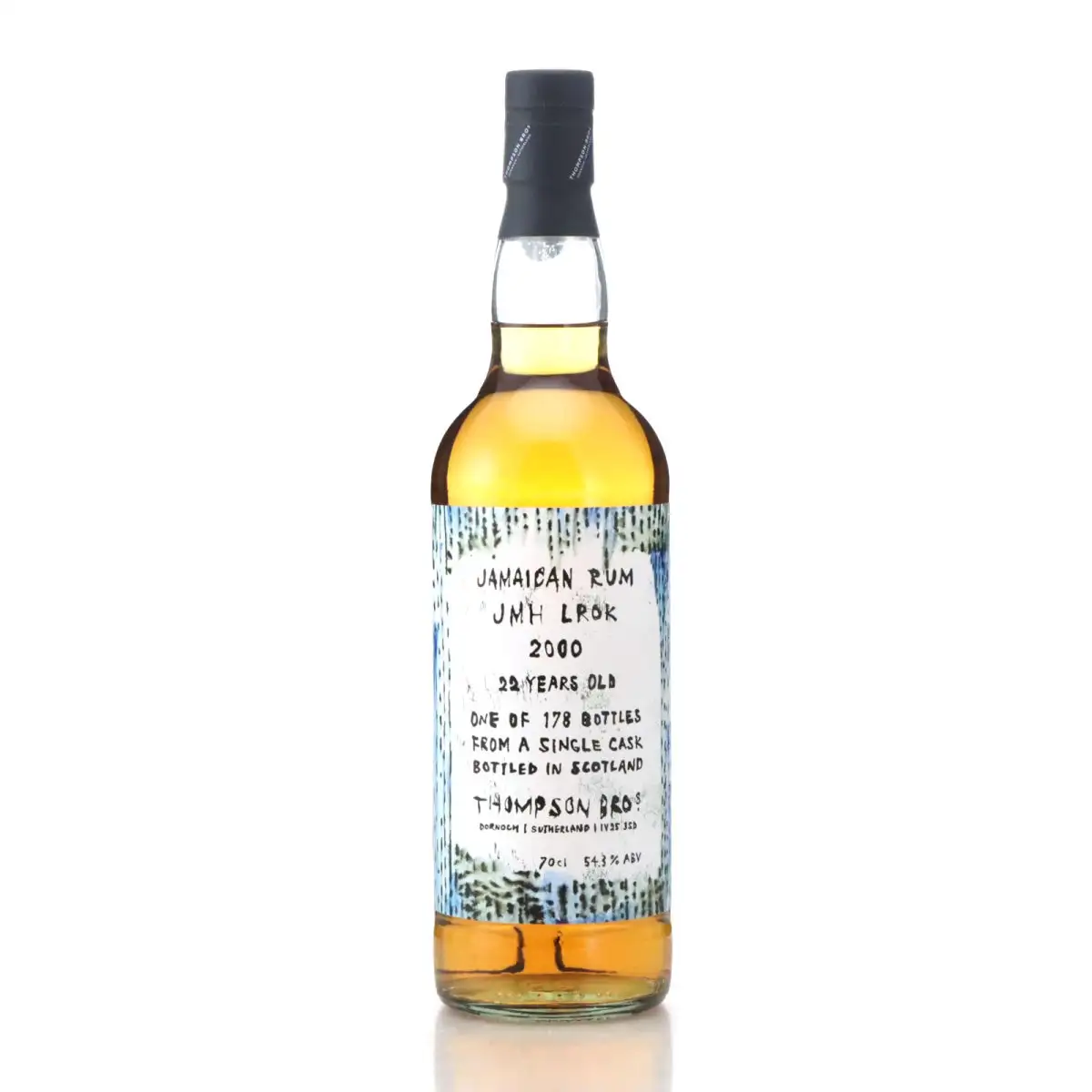 Bottle of Thompson Bros. Hampden Jamacian Rum JMH LROK 2000