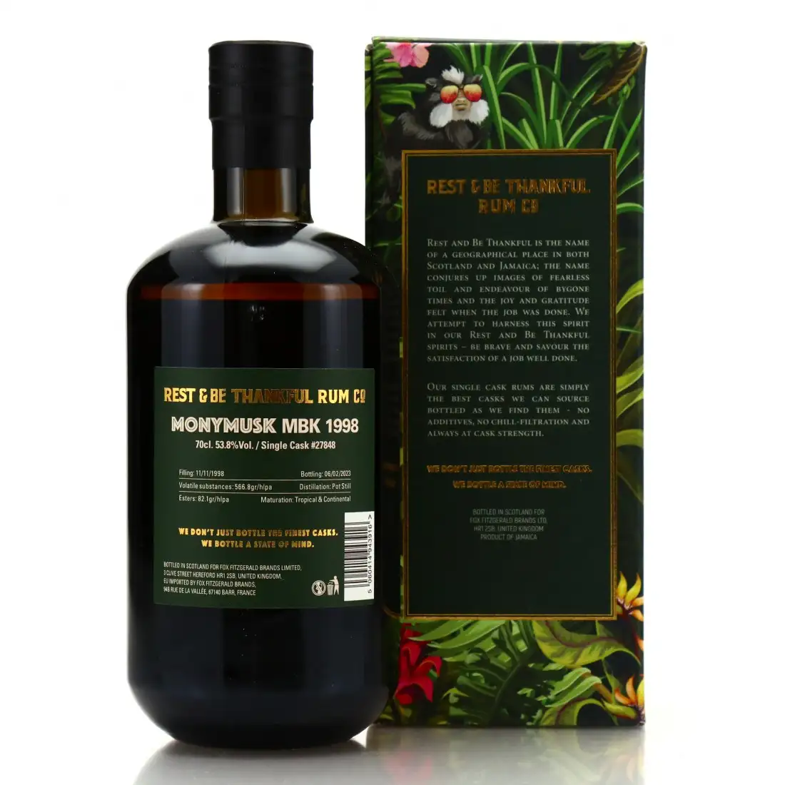 Hochauflösendes Bild von Rest & Be Thankful Clarendon Pure Single Jamaican Rum MBK 1998