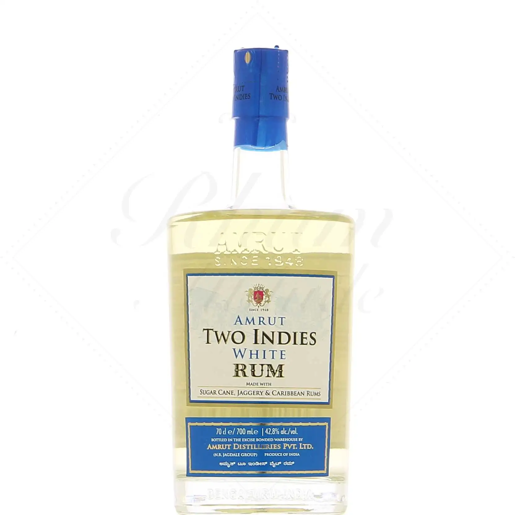 Bottle of Amrut Two Indies White Rum