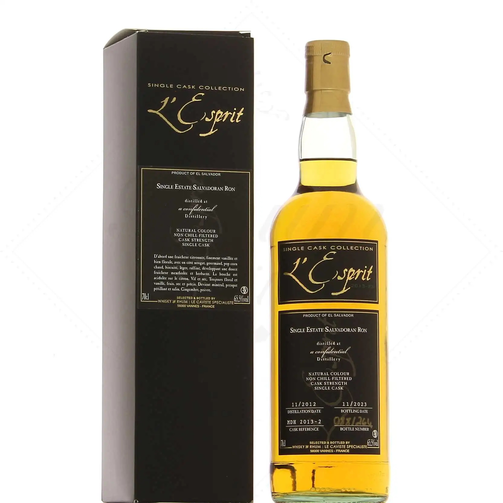 Bottle of Whisky & Rhum L‘Esprit Single Estate Salvadoran Rum 2013