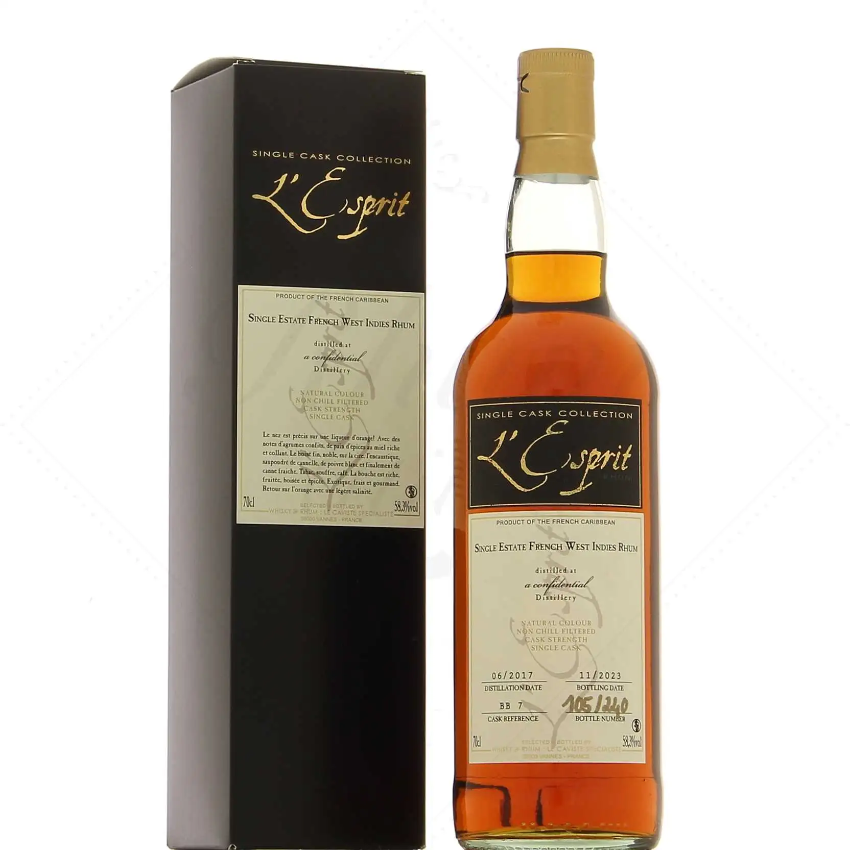 Bottle of Whisky & Rhum L‘Esprit Single Estate French West Indies Rhum 2017