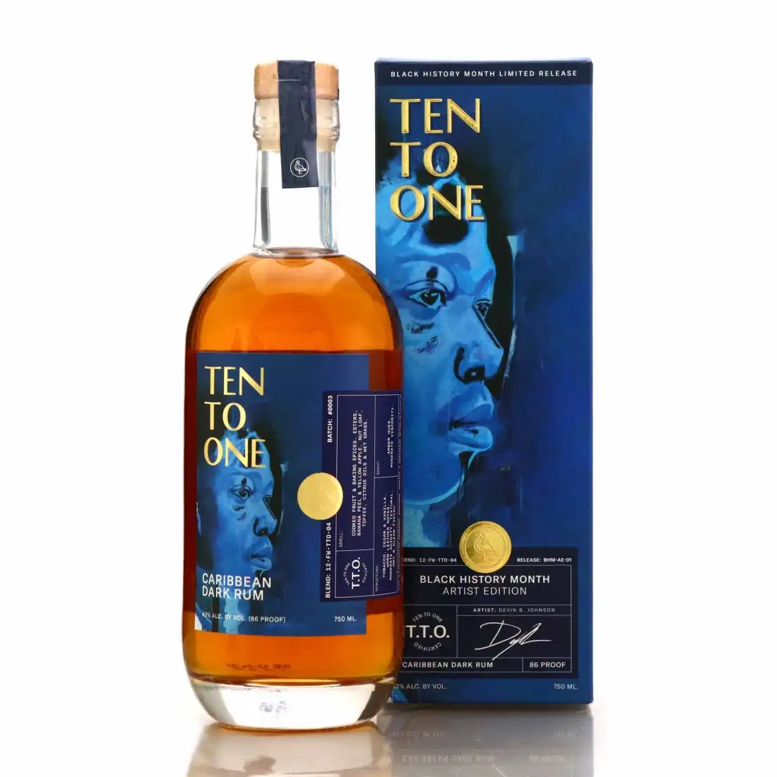 Bottle of Ten to One Caribbean Dark Rum (Batch 3)