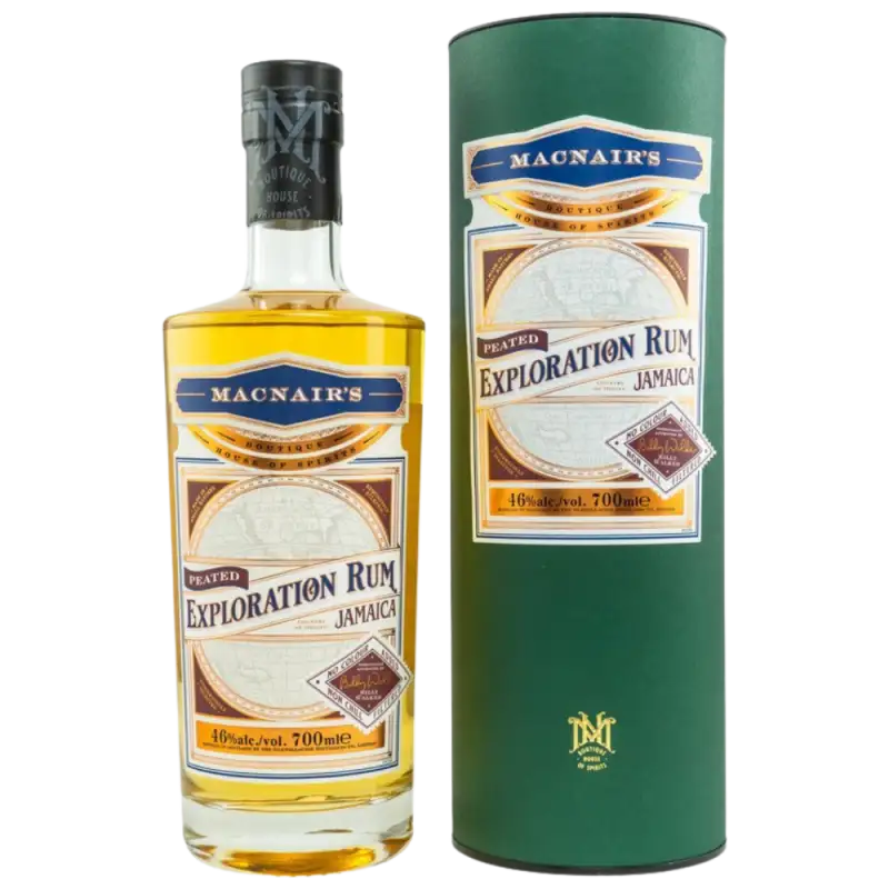 Bottle of Clarendon Macnair’s Peated Exploration Rum Jamaica