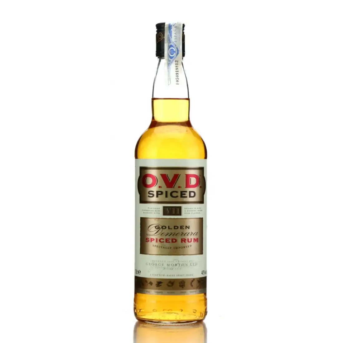 Bottle of George Morton Ltd DDL O.V.D. Golden Demerara Spiced Rum