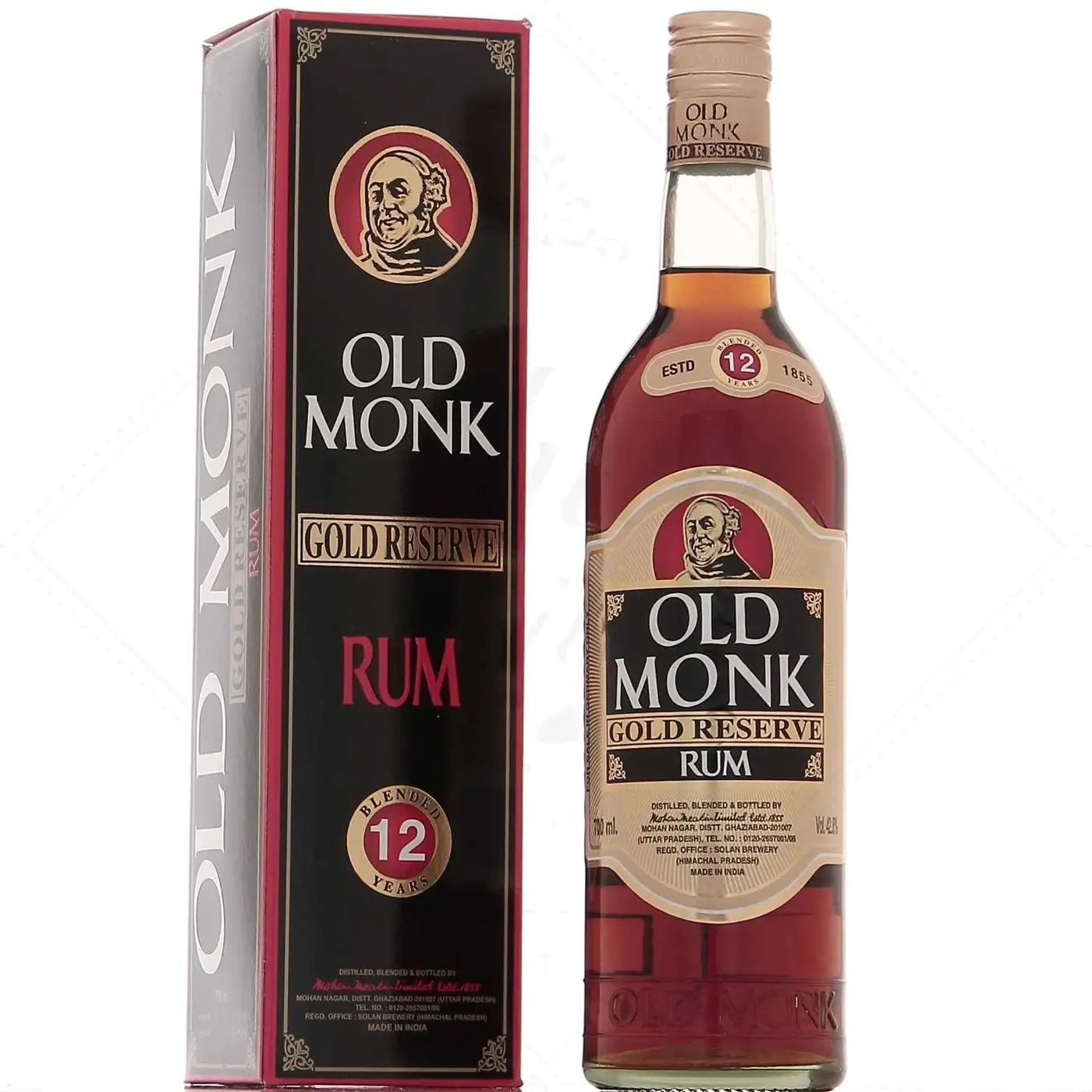 Bottle of Mohan Meakin Distillery Old Monk Gold Reserve Rum