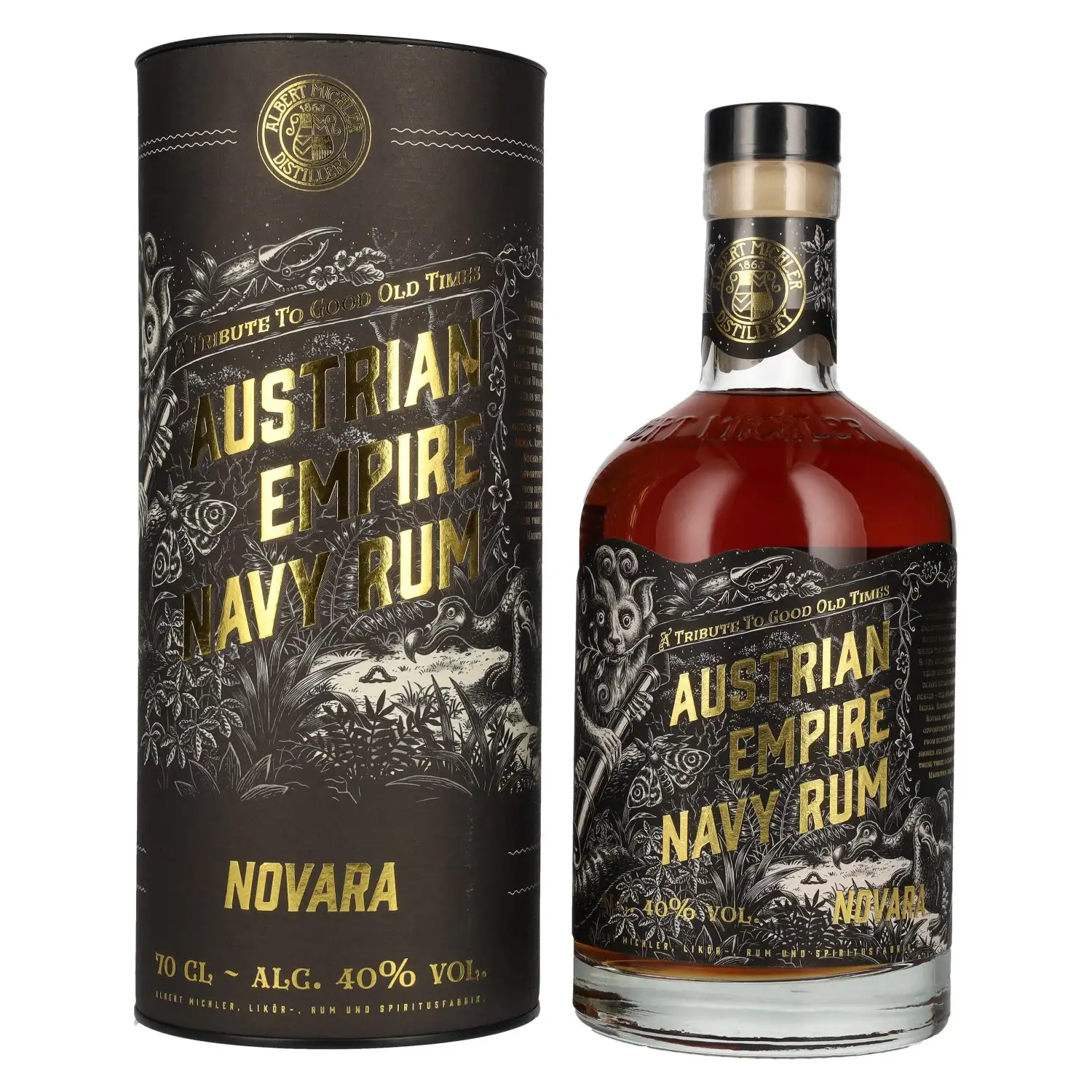 Bottle of Albert Michler Distillery Austrian Empire Navy Rum Novara