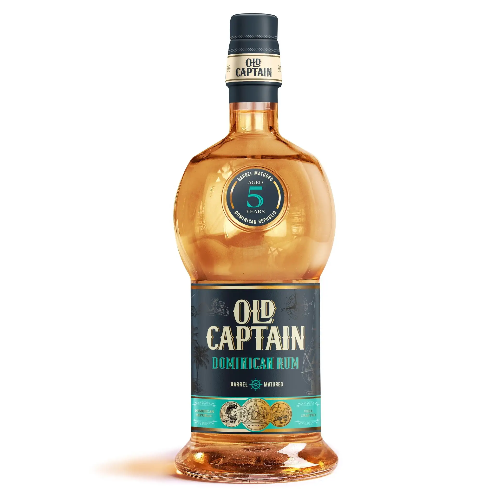 Bottle of Old Captain Dominican Rum