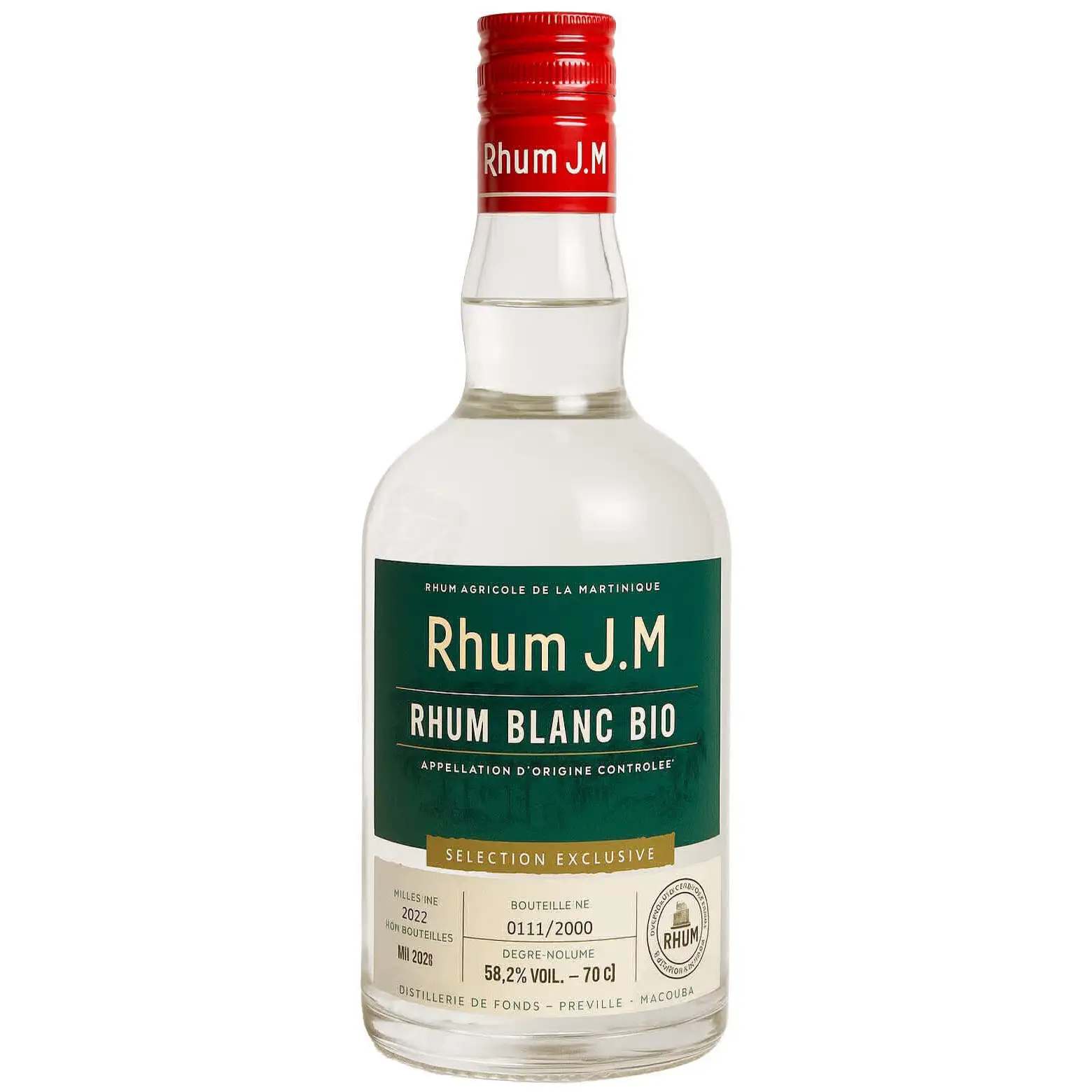 Bottle of Rhum J.M Rhum Blanc Bio (Cuvée Confrerié du Rhum) 2022