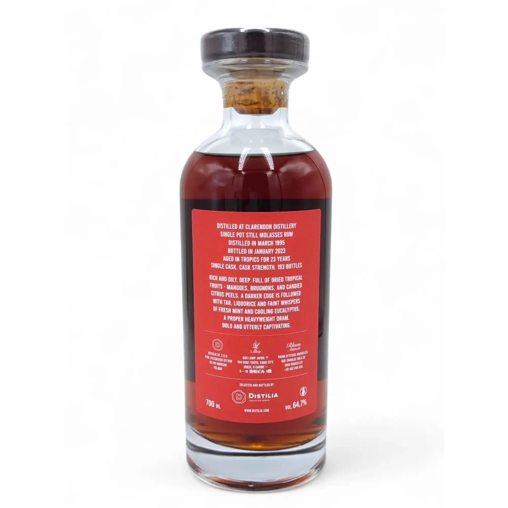 Hochauflösendes Bild von Distilia Clarendon Finest Jamaican Rum (Rhum Attitude & Bar Lamp) 1995