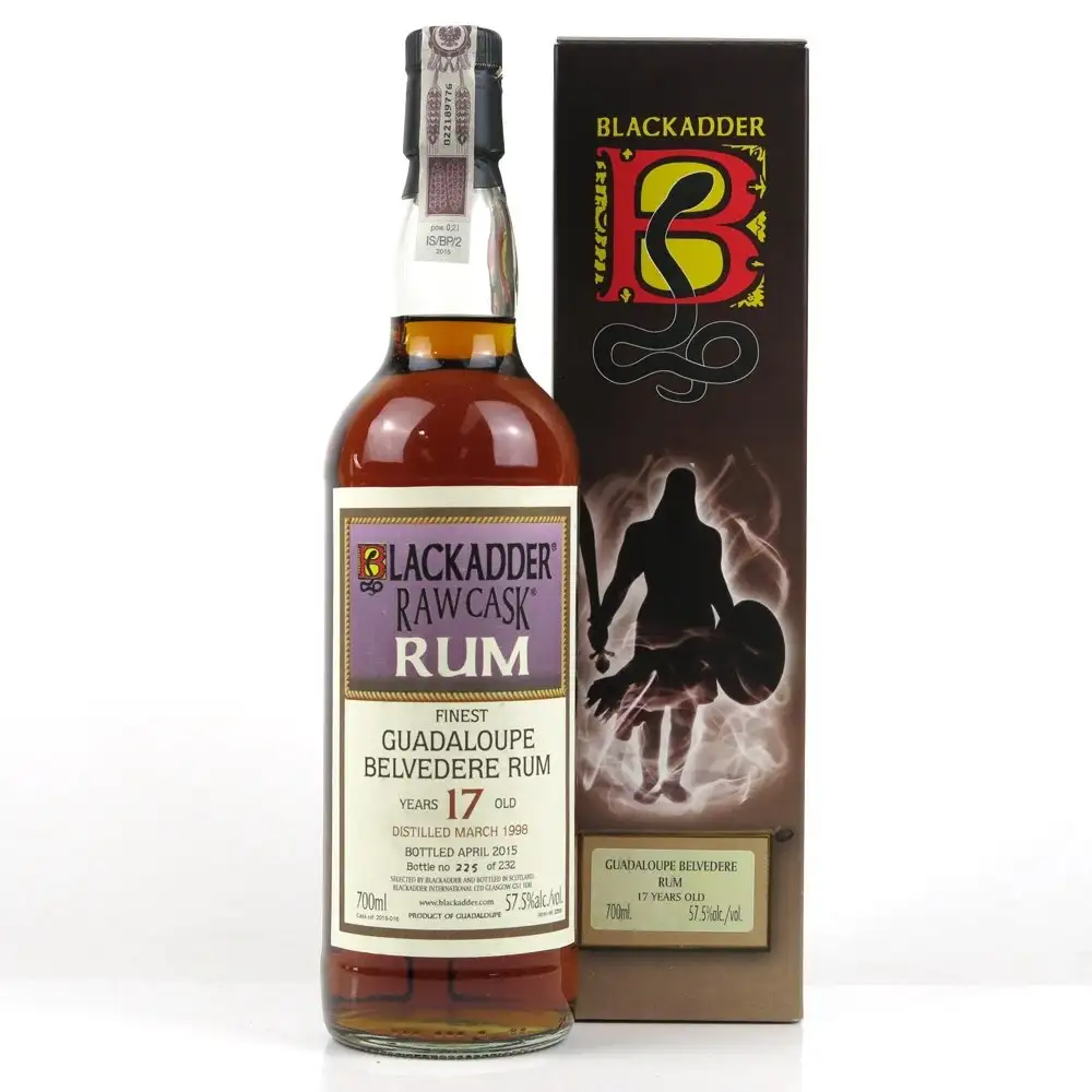 Bottle of Blackadder Bellevue Raw Cask Rum Belvedere 1998