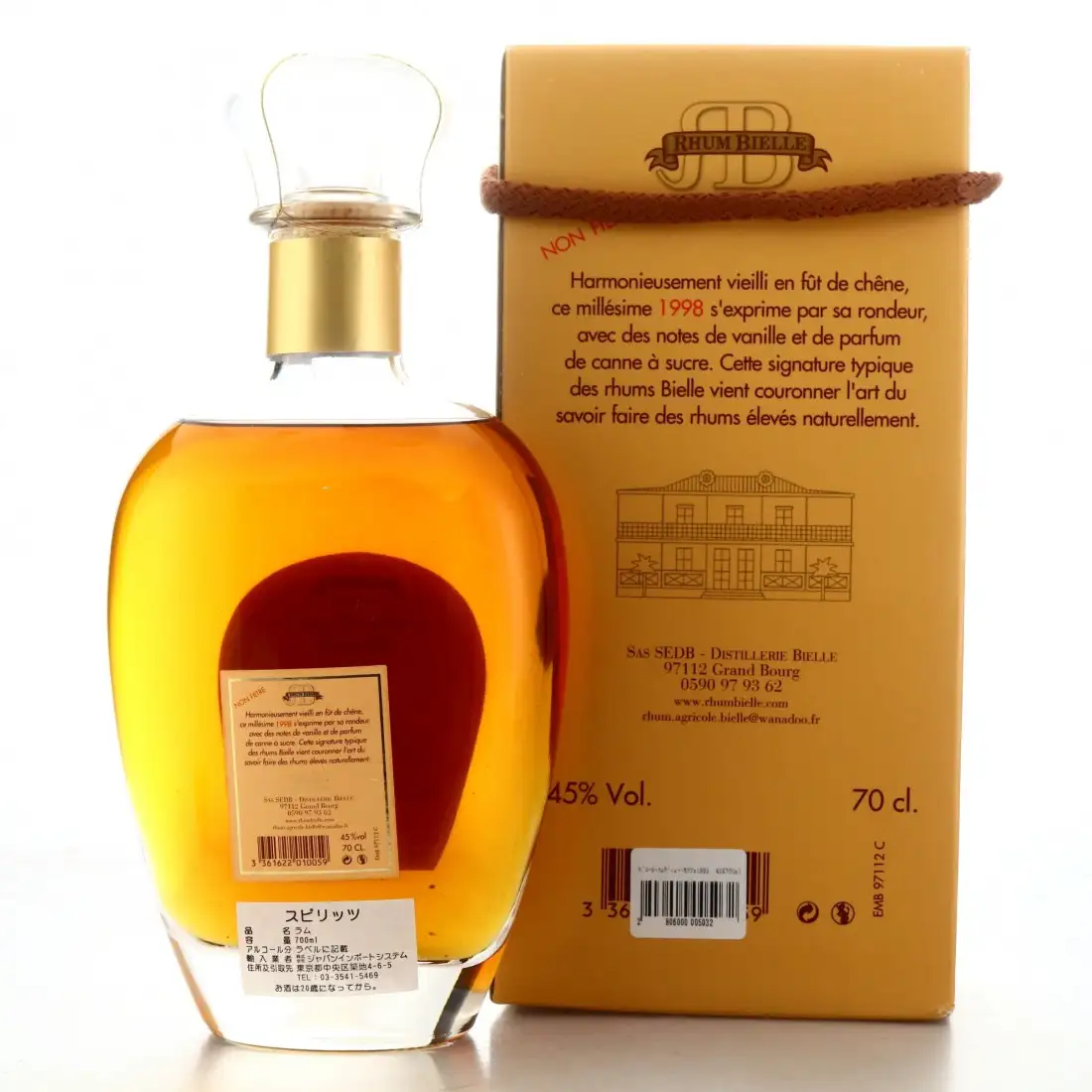 High resolution image of Bielle Carafe Rhum Vieux Agricole 1998