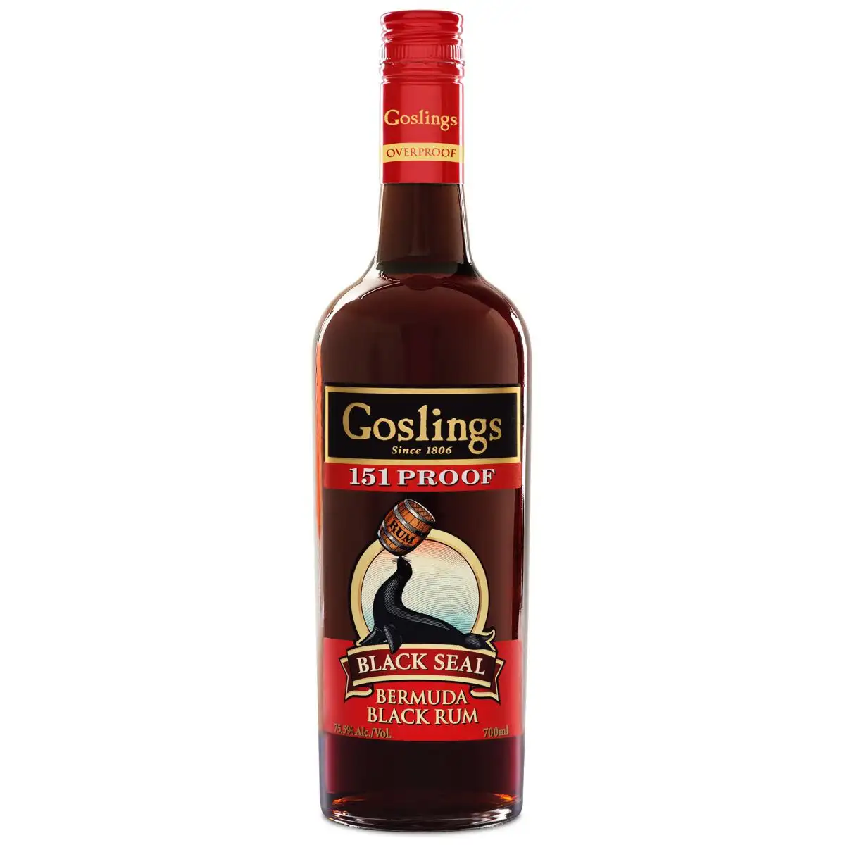 Bottle of Goslings 151 Proof Black Rum