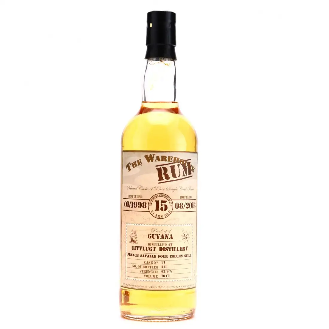 Bottle of The Warehouse Rum Uitvlugt Guyana 1998