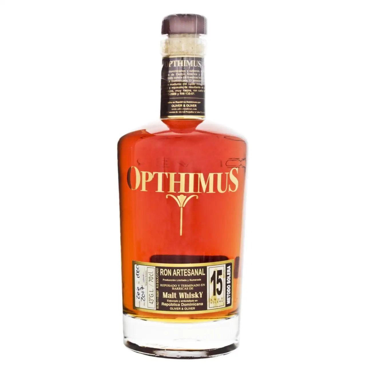 Bottle of Oliver & Oliver Opthimus 15 Años Malt Whisky Finish 2018