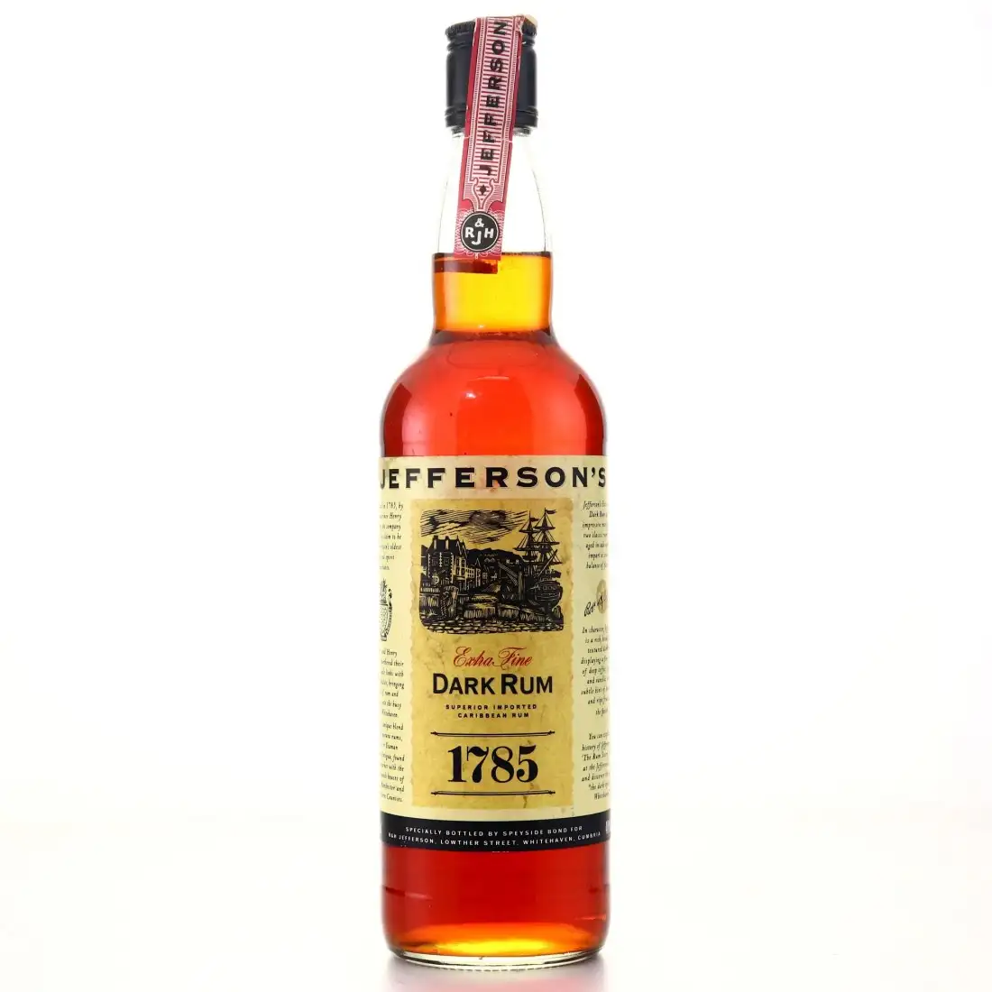 Bottle of Jefferson‘s 1785 Extra Fine Dark Rum