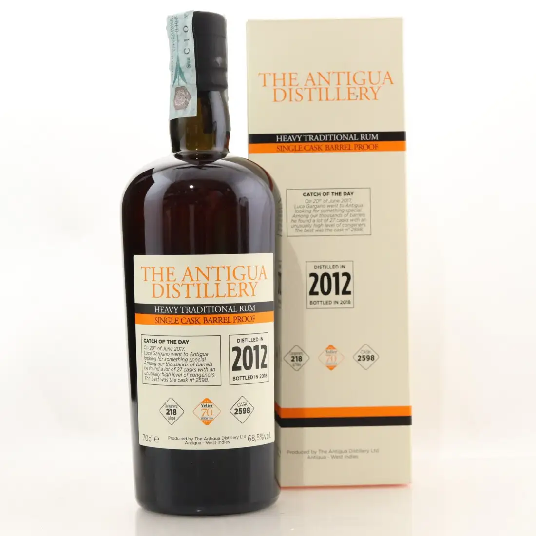 Bottle of Velier The Antigua Distillery Heavy Traditional Rum Single Cask 2012