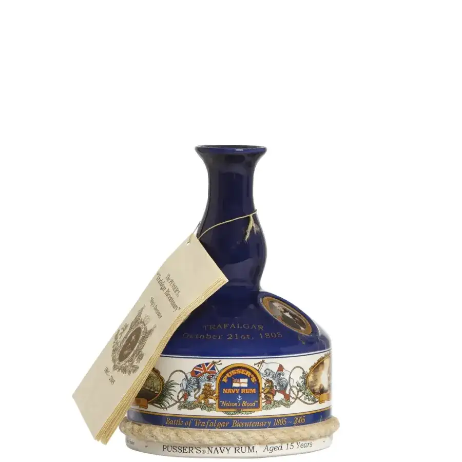 Bottle of Pusser‘s Rum „Nelson’s Blood“ Decanter Trafalgar Bicentenary 1805-2005