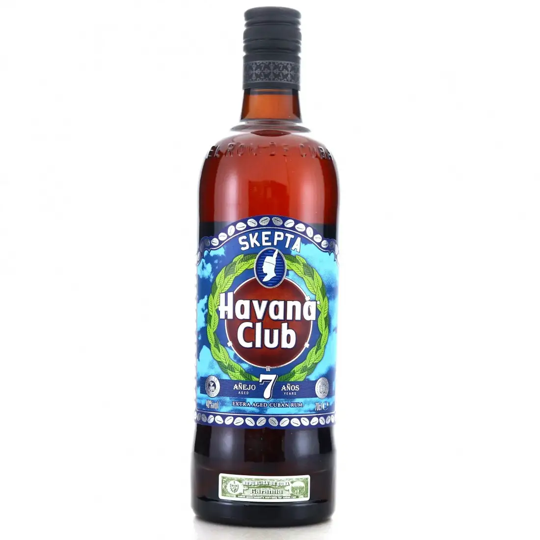 Bottle of Havana Club 7 Años Skepta (Blue Label)