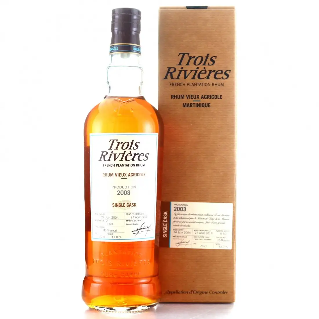 Bottle of Trois Rivières Single Cask 2003