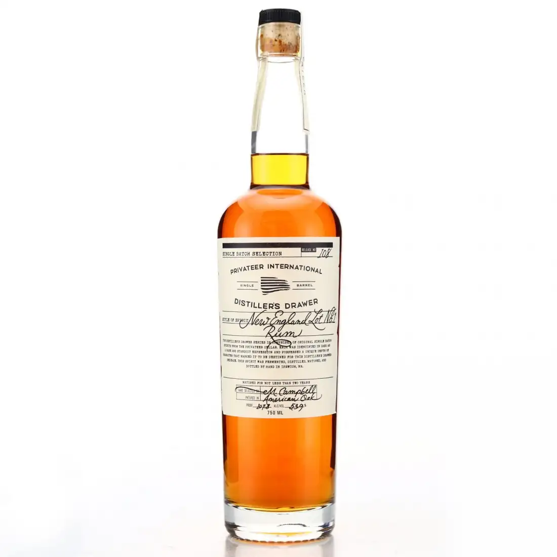 Bottle of Privateer Distiller’s Drawer #99 New England Rum
