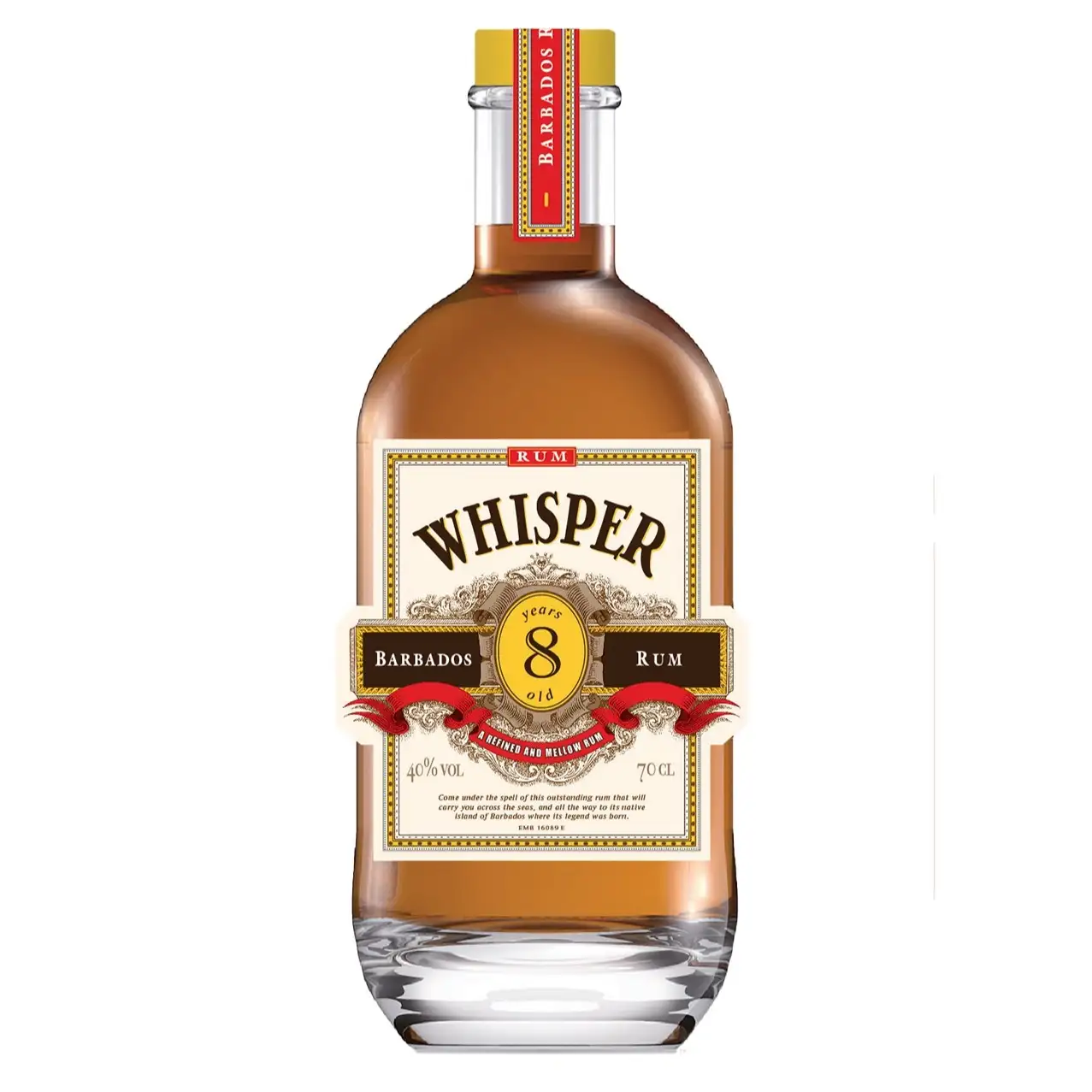 Bottle of Whisper Barbados Rum